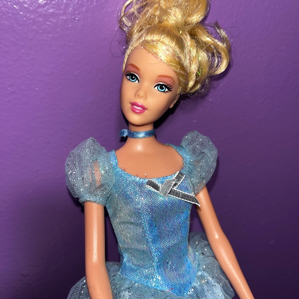 Vintage 1999 Disney Cinderella 12” Doll Blue Gown‎ Dress Choker Princess - Picture 2 of 5